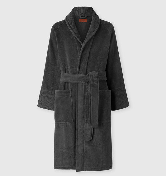 Shawl Collar Velour Bathrobe GIORGIO GREY MISSONI HOME - HomeFashion