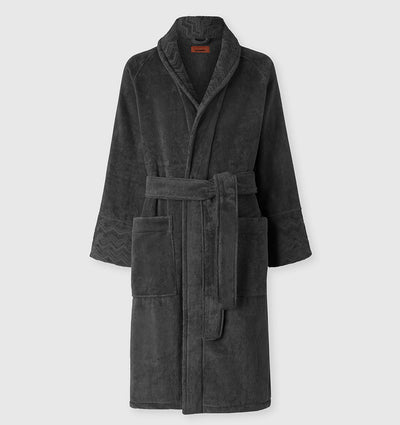 Shawl Collar Velour Bathrobe GIORGIO GREY MISSONI HOME - HomeFashion