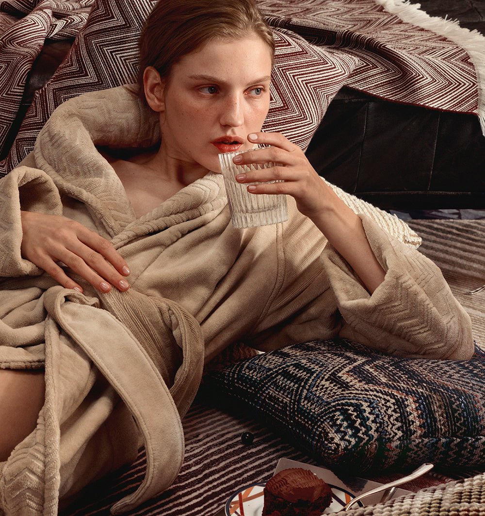 Shawl Collar Velour Bathrobe GIORGIO NATURAL - HomeFashion