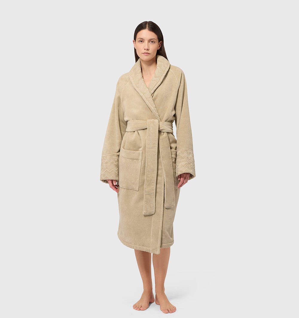 Shawl Collar Velour Bathrobe GIORGIO NATURAL - HomeFashion