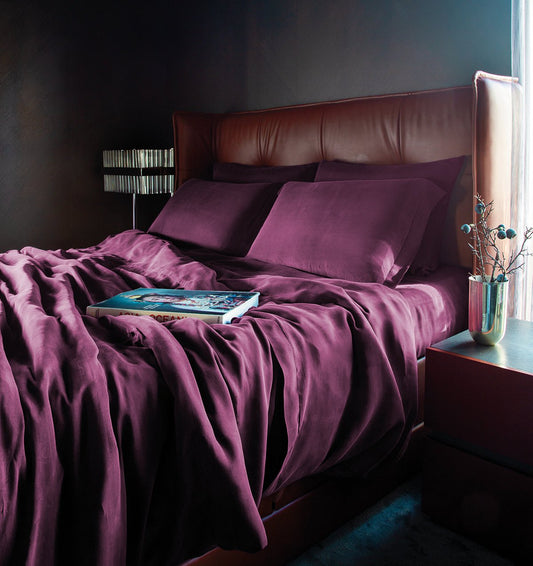 Vegan Silk bedding set JADE BURGUNDY - HomeFashion