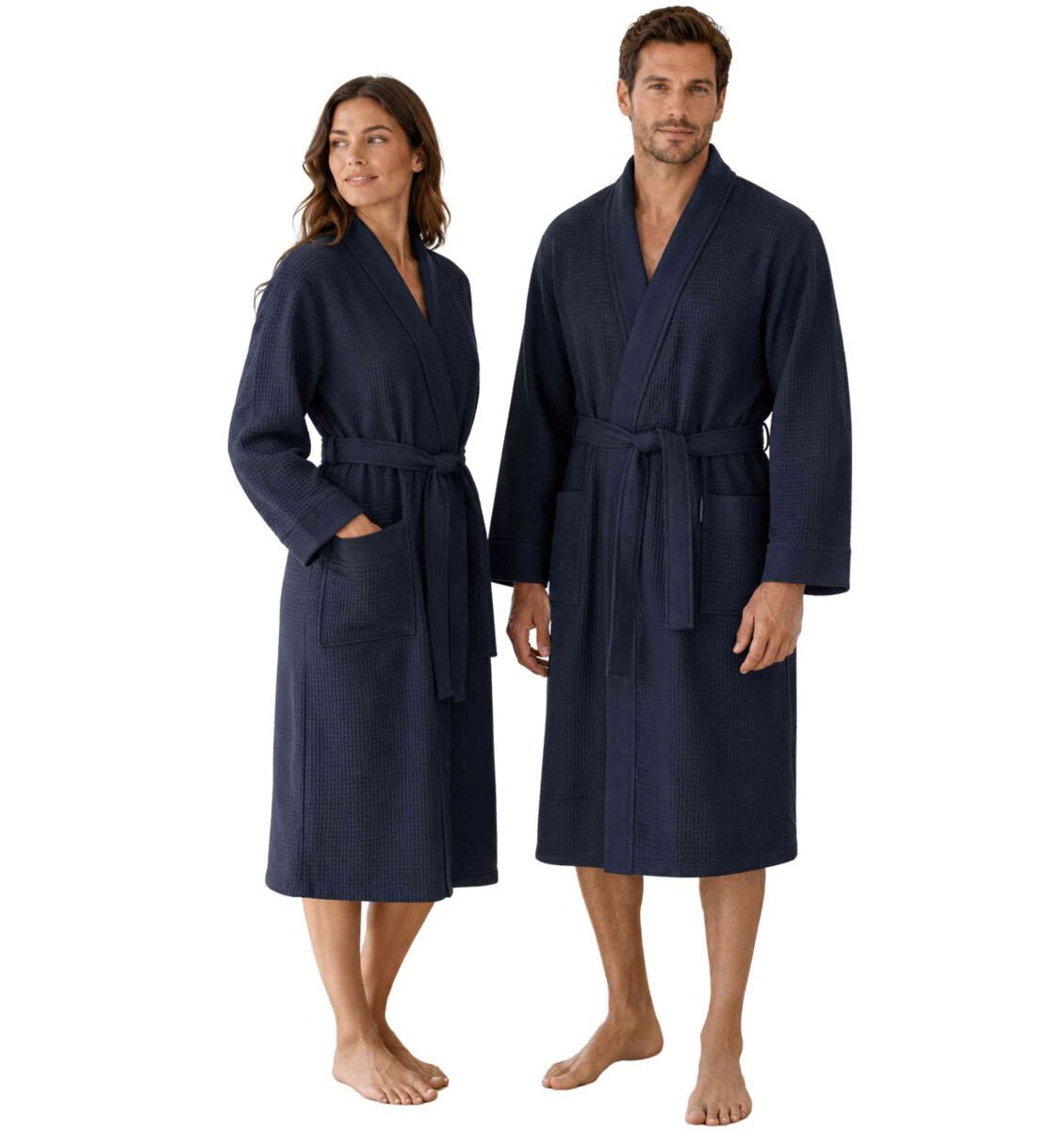 Waffle dressing gown LUCA blue - HomeFashion